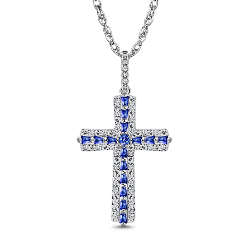 Radiant Devotion Cross Pendant (sapphire blue)